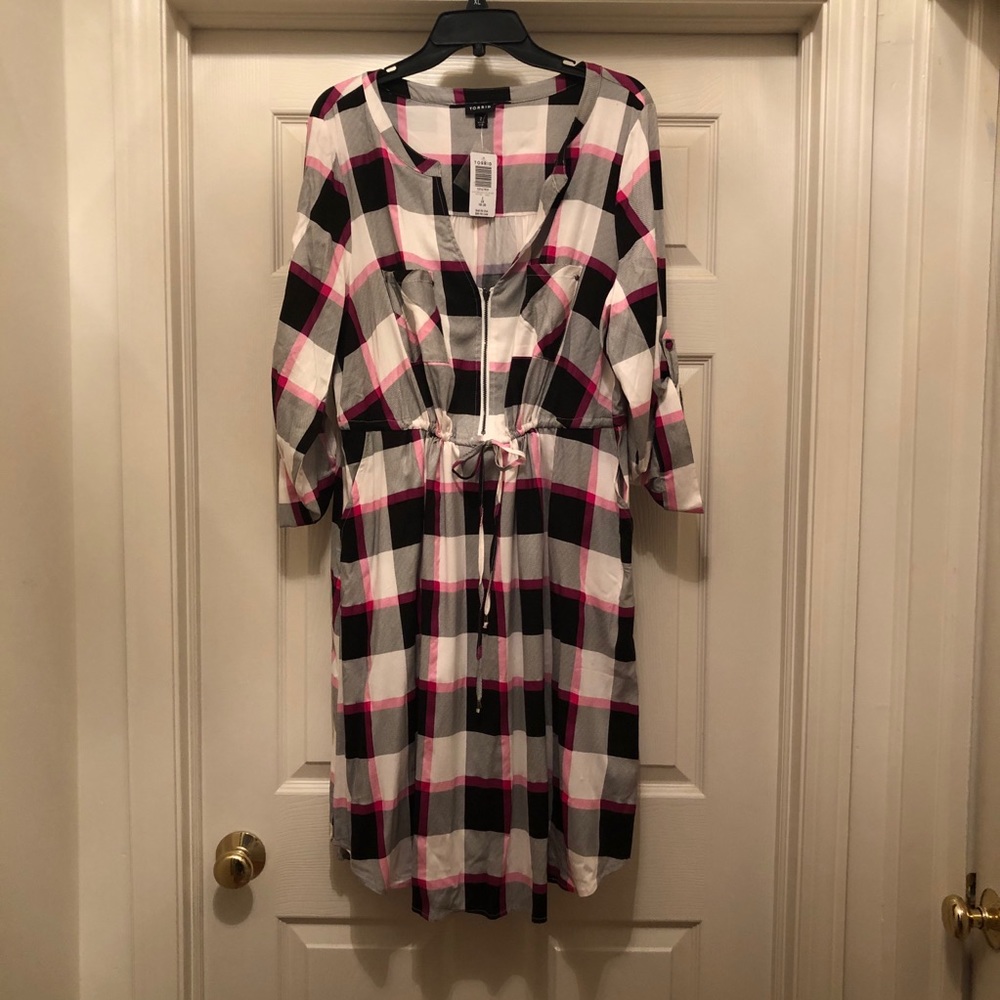 Torrid’s Pink/Black/White Plaid Dress Plus SZ